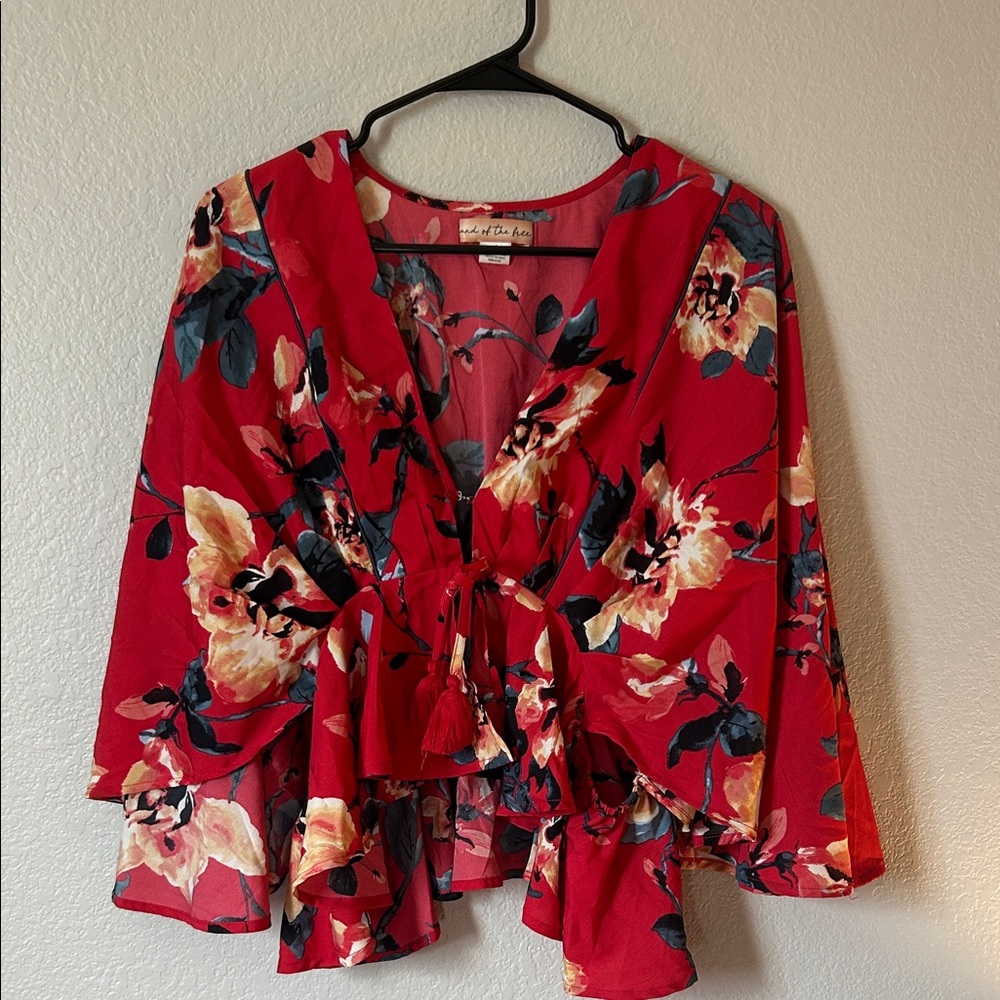 Red Floral Blouse